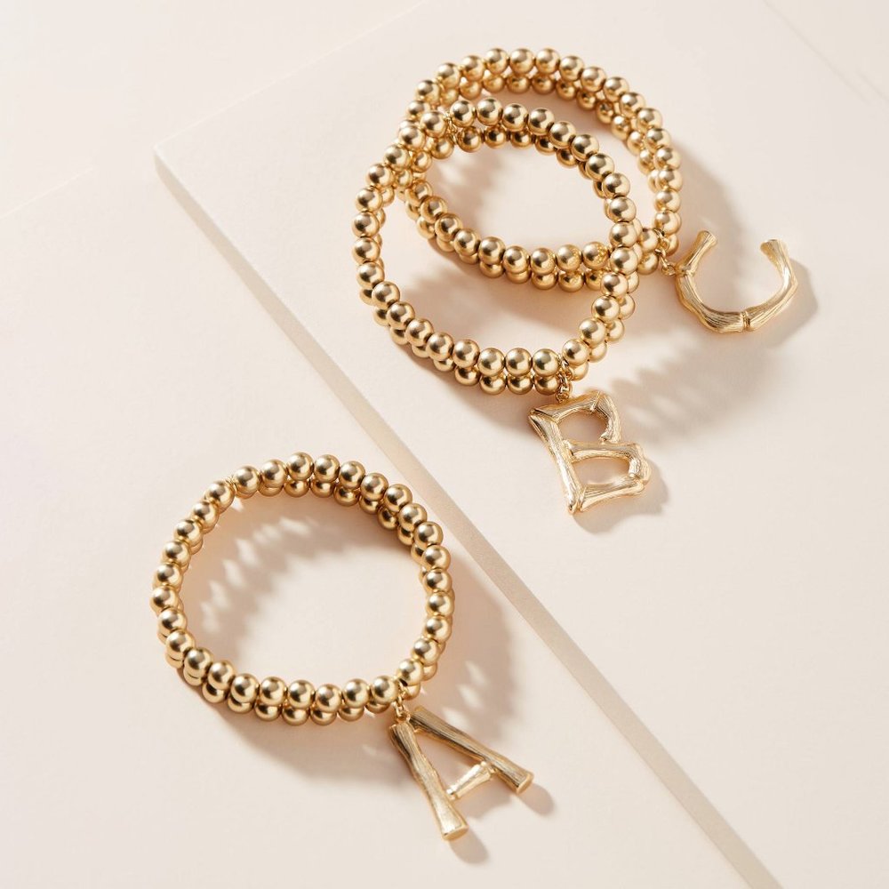 Anthropologie Monogram "G" Beaded Bracelet